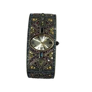Heidi Daus Crystal Watch Bracelet Cuff Statement Swarovski Gold Vintage